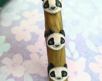 Panda Crochet Hook, Panda Crochet, Polymer Clay Crochet Hook, Crochet Hook, Crochet, Custom Crochet Hooks, Made to Order, Knitting Accessory