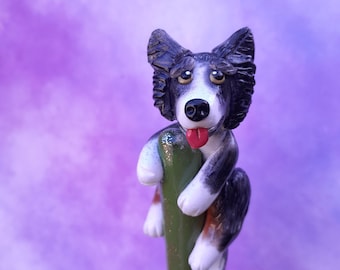 Border Collie Crochet, Collie, Dog Crochet, Pet Crochet Hook, Cat or Dog Lover Crochet Hook, Pet Keepsake Crochet Hook, Pet Keepsake Gift