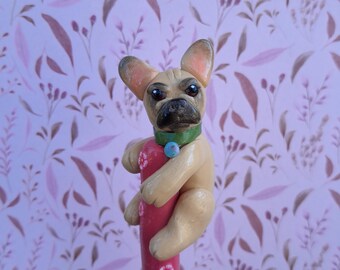 French Bulldog Crochet, Frenchie, Dog Crochet, Pet Crochet Hook, Dog Lover Crochet Hook, Pet Keepsake Crochet Hook, Pet Keepsake Gift