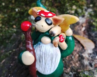 Wizard Gnome, Woodland, Woodland Decor,  Woodland Wizard Gnome, Magic, Gnome with Dragon, Dragons, Dragon Figurine, Cottagecore, Gnomes