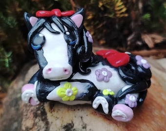 Horses, Fairy Garden Horse, Pony, Horse Decor, Horse Figure, Horse with Flowers, Horse Gift, Gift for Horse Lovers, Equestrian Gift
