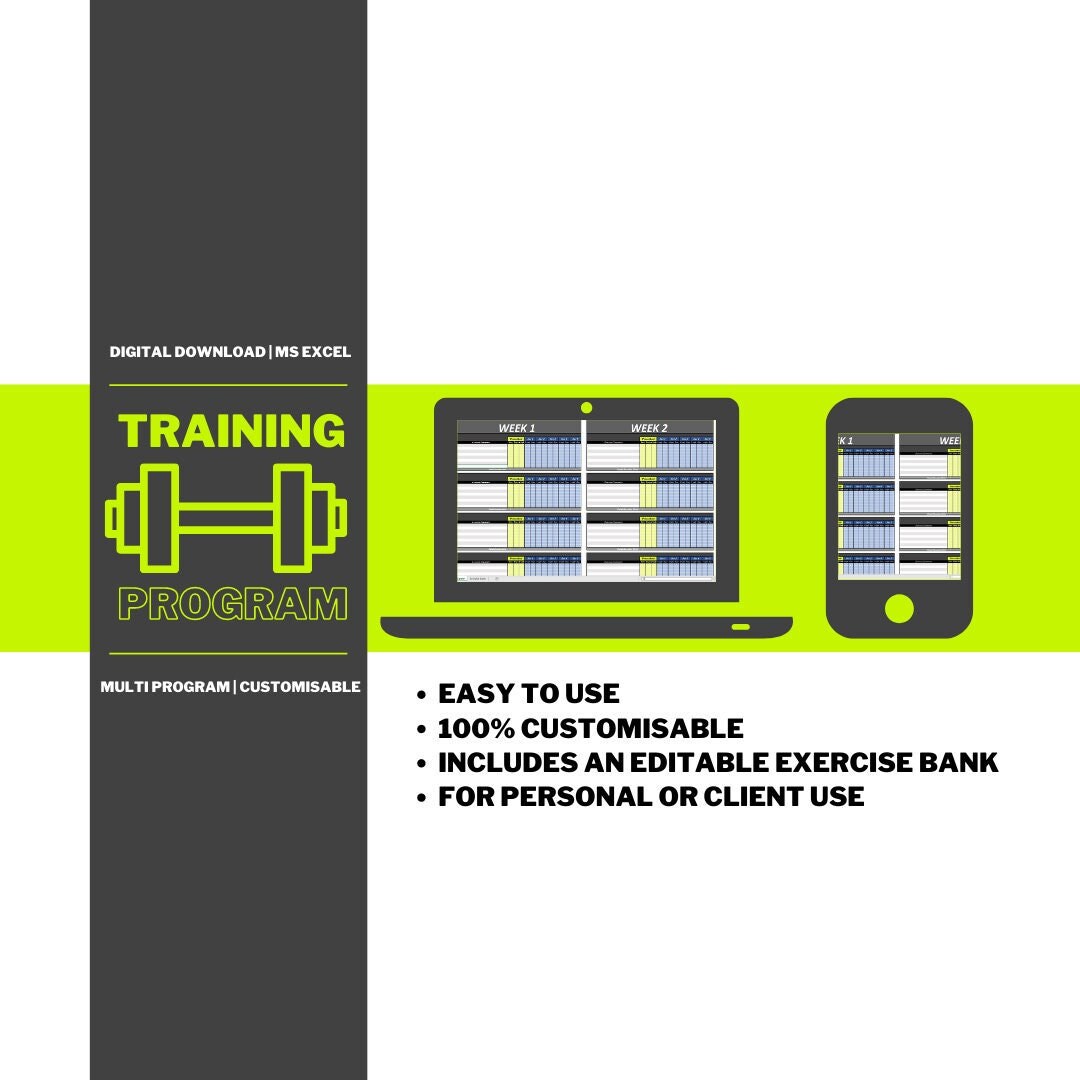 Training Program Schedule MS Excel Spreadsheet Etsy