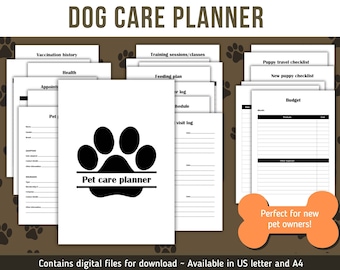 Dog Care Planner: Puppy Training, Health, & Pet Sitter (PDF)