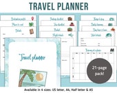 Travel planner printable, holiday planner binder insert, trip itinerary organiser, road trip planner, travel journal A4 A5 letter pdf