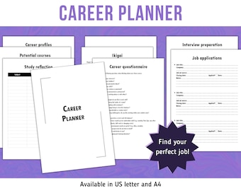 Career Planner, Job Application Tracker, Interview Prep (Printable PDF)