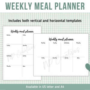 Grocery List and Weekly Meal Planner, Food Shopping List, Printable and ...