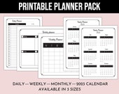 Simple minimalist printable planner set: Daily, Weekly, Monthly Planner with 2023 Calendar, A4/Letter/Half-letter Size instant download pdf