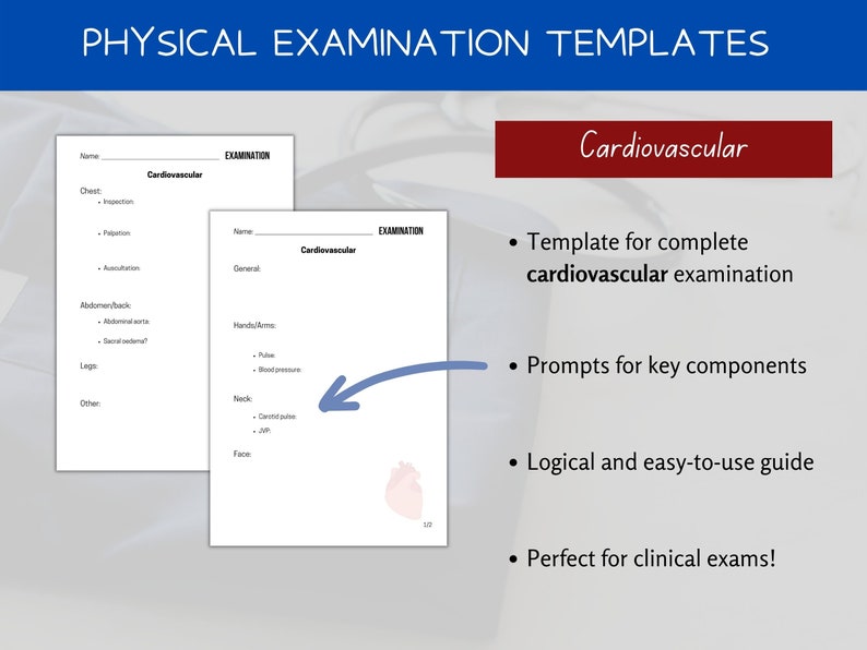 Medical History and Physical Examination Templates Medical Etsy