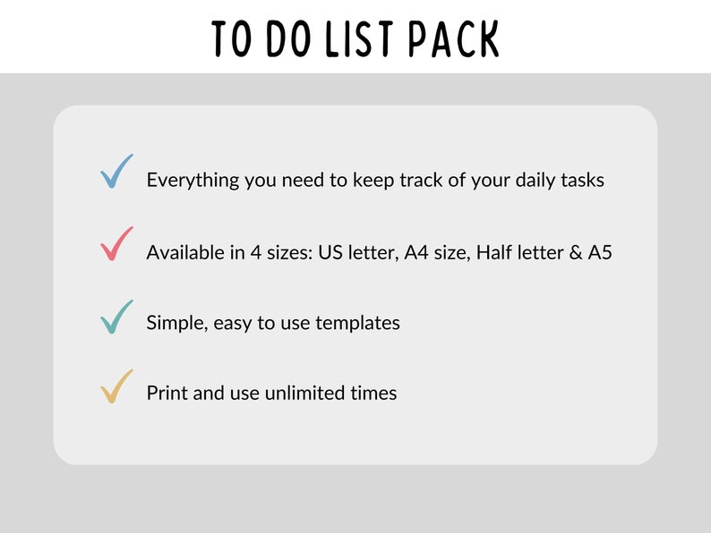 Printable to Do List Simple Tasks List Daily Planner - Etsy