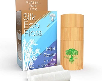 Eco Dental Floss with Bamboo Holder | Biodegradable | Mint Flavored