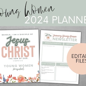 LDS 2024 Youth Theme, I am a disciple of Jesus Christ, 3 Nephi 5:13, Printable, YW Binder, Young Women Planner, Editable Planner, YW