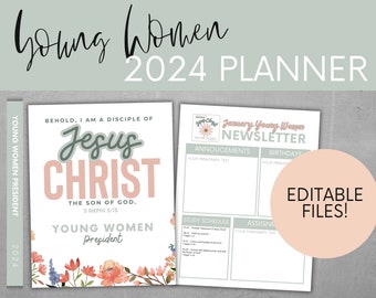 LDS 2024 Youth Theme, I am a disciple of Jesus Christ, 3 Nephi 5:13, Printable, YW Binder, Young Women Planner, Editable Planner, YW