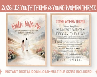 LDS 2026 Youth Theme, Walk With Me , Moses 6:34, Printable, New Youth Theme, Young Women Theme, LDS Young Women Theme