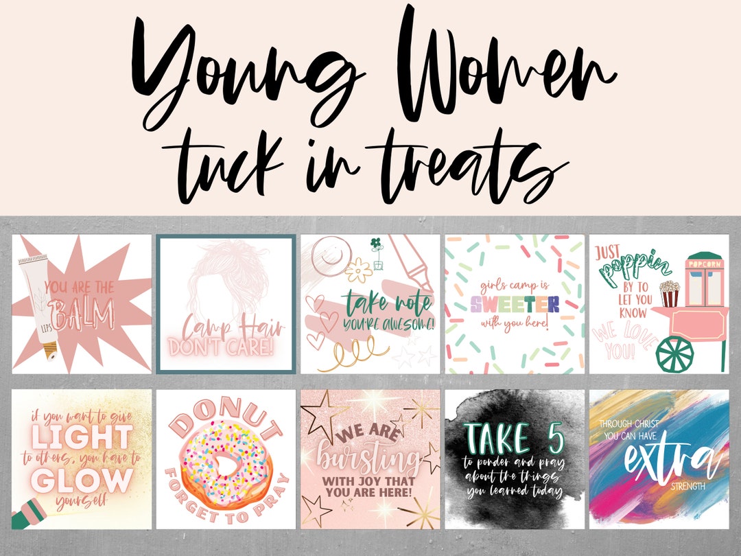 LDS Young Women, Girls Camp Handout, Pillow Treat Tags, Tuck in Treat ...