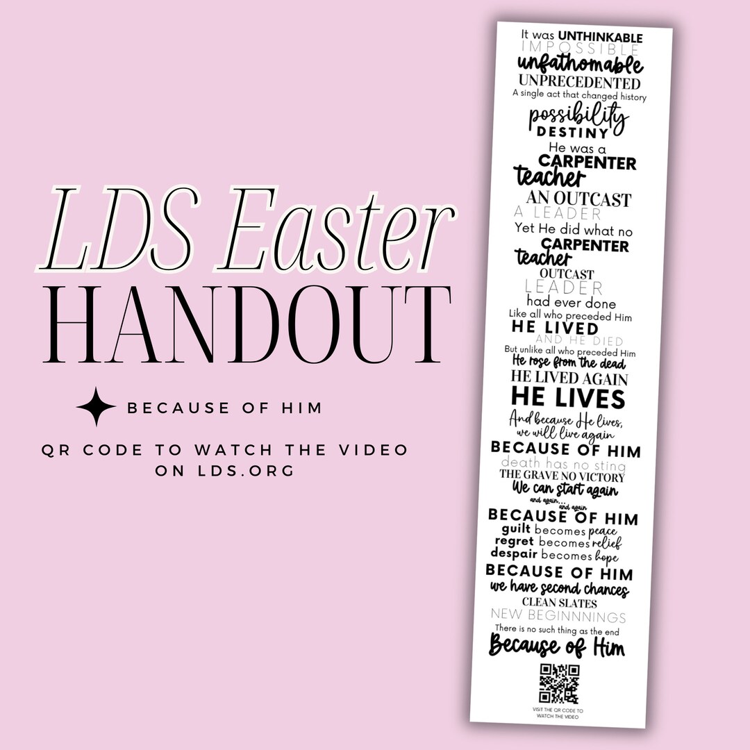 LDS Easter Handout, LDS Ministering Gift, LDS Young Women, Relief