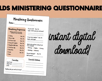 LDS Relief Society Ministering Questionnnaire, Relief Society, Ministering, Getting to know you, Relief Society Activity