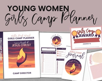 LDS Young Women, Girls Camp Planner, YW Binder, Young Women Planner, LDS Girls Camp Pillow Treats, Girls Camp Journal, Girls Camp Awards