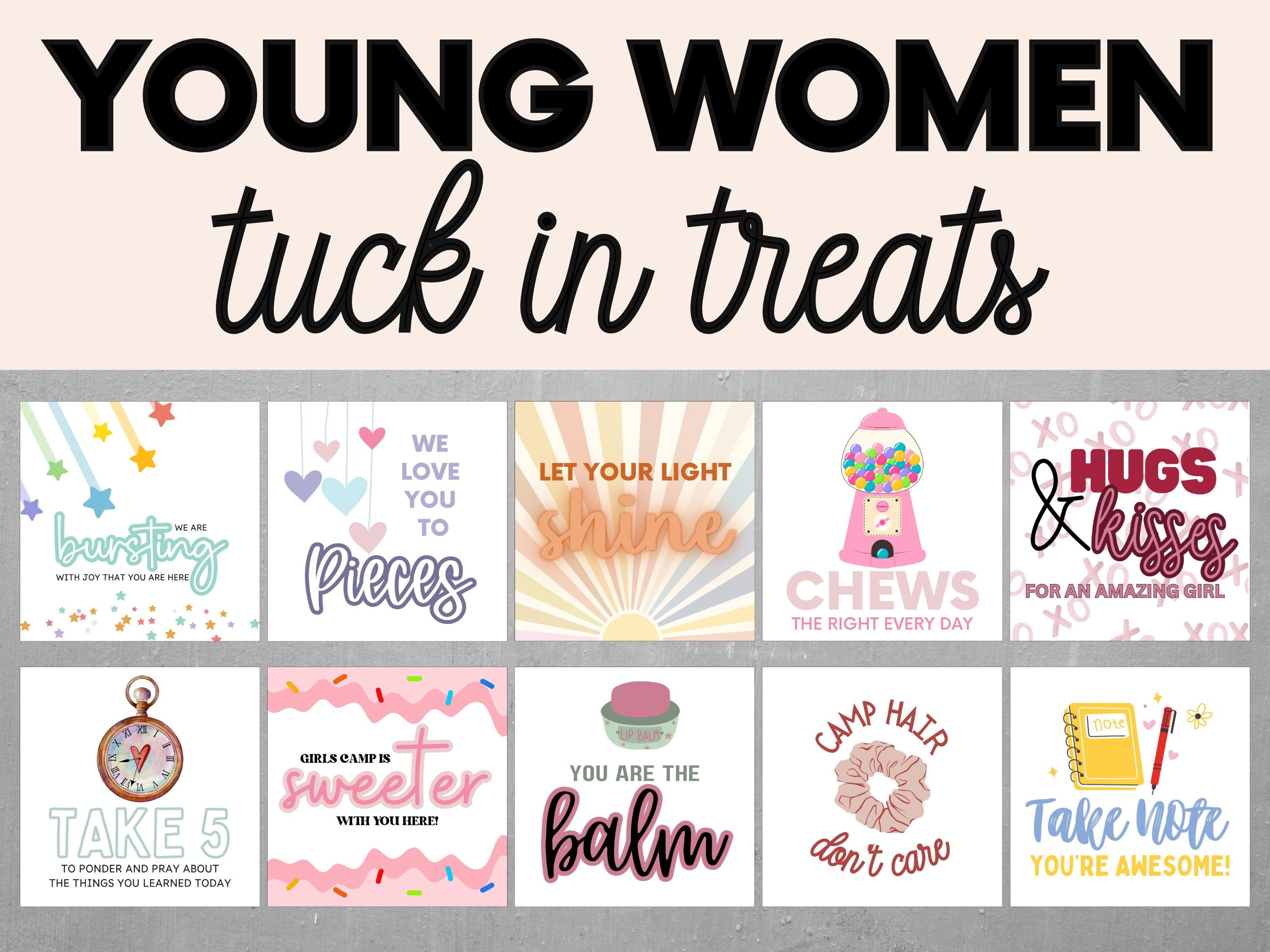 LDS Young Women, Girls Camp Handout, Pillow Treat Tags, Tuck in Treat ...