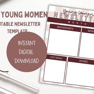LDS Young Women Newsletter, 2025 LDS Young Women, 2025 Youth Theme, Look Unto Christ, Newsletter Template, Editable