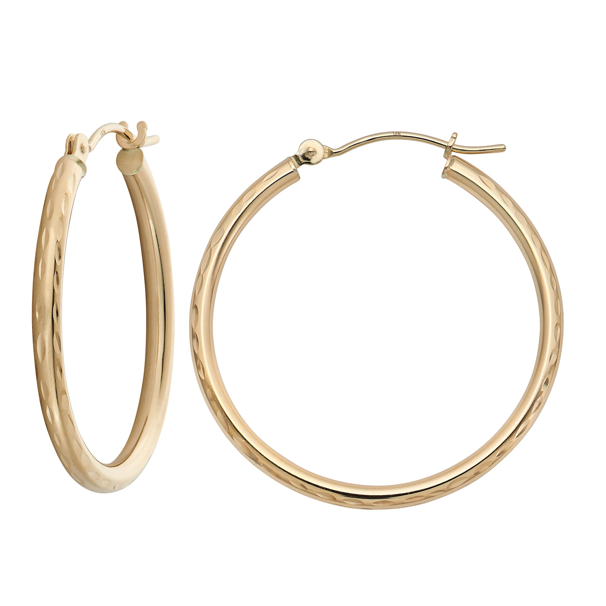 Orecchini a cerchio in oro 14k: taglio diamante, ipoallergenici, realizzati negli Stati Uniti - Italia