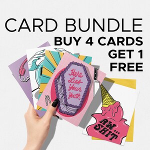 PAQUETE DE TARJETAS: combina y ahorra. Compra 4 tarjetas y llévate 1 gratis. Elige 5 tarjetas de felicitación