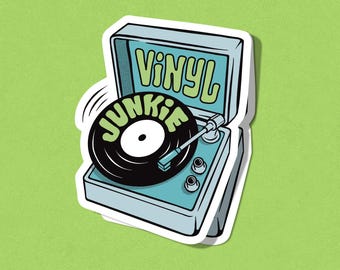Naklejka Vinyl Junkie, Miłośnik płyt winylowych - Naklejka z efektem UV