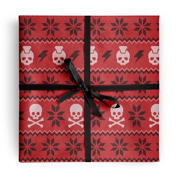 Papel de regalo para suéteres navideños punk