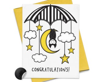 Baby Bat Mobile Baby Shower Card: Unconventional Congratulations