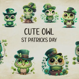 Süße Eule St. Patrick es Day Retro St Patrick es Png Bundle, St Patricks Day, Kleeblätter Png, St Patrick Day, Urlaub Png, Sublimation Png