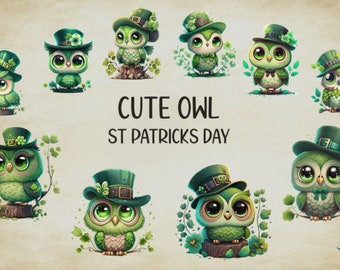 Cute Owl St. Patrick's Day Retro St Patrick's Png Bundle, St Patricks Day, Shamrocks Png, St Patrick Day, Holiday Png, Sublimation Png