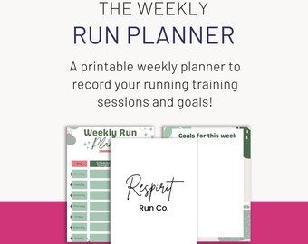 PRINTABLE Weekly Run Tracker and training log with goals