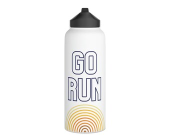 Stainless Steel Water Bottle, Standard Lid - Motivational Running Quotes Mug - Running Inspiration - Perfect Gift for Runners