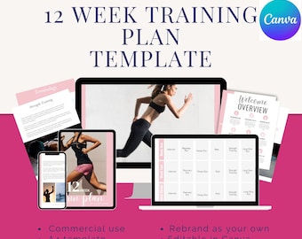 12-Week Running & Fitness Coach Training Plan Template | Editable Digital Template for Canva