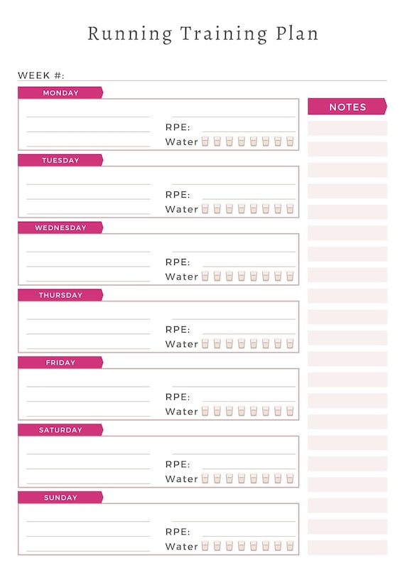 Running Training Planner Diary Printable Log - Etsy