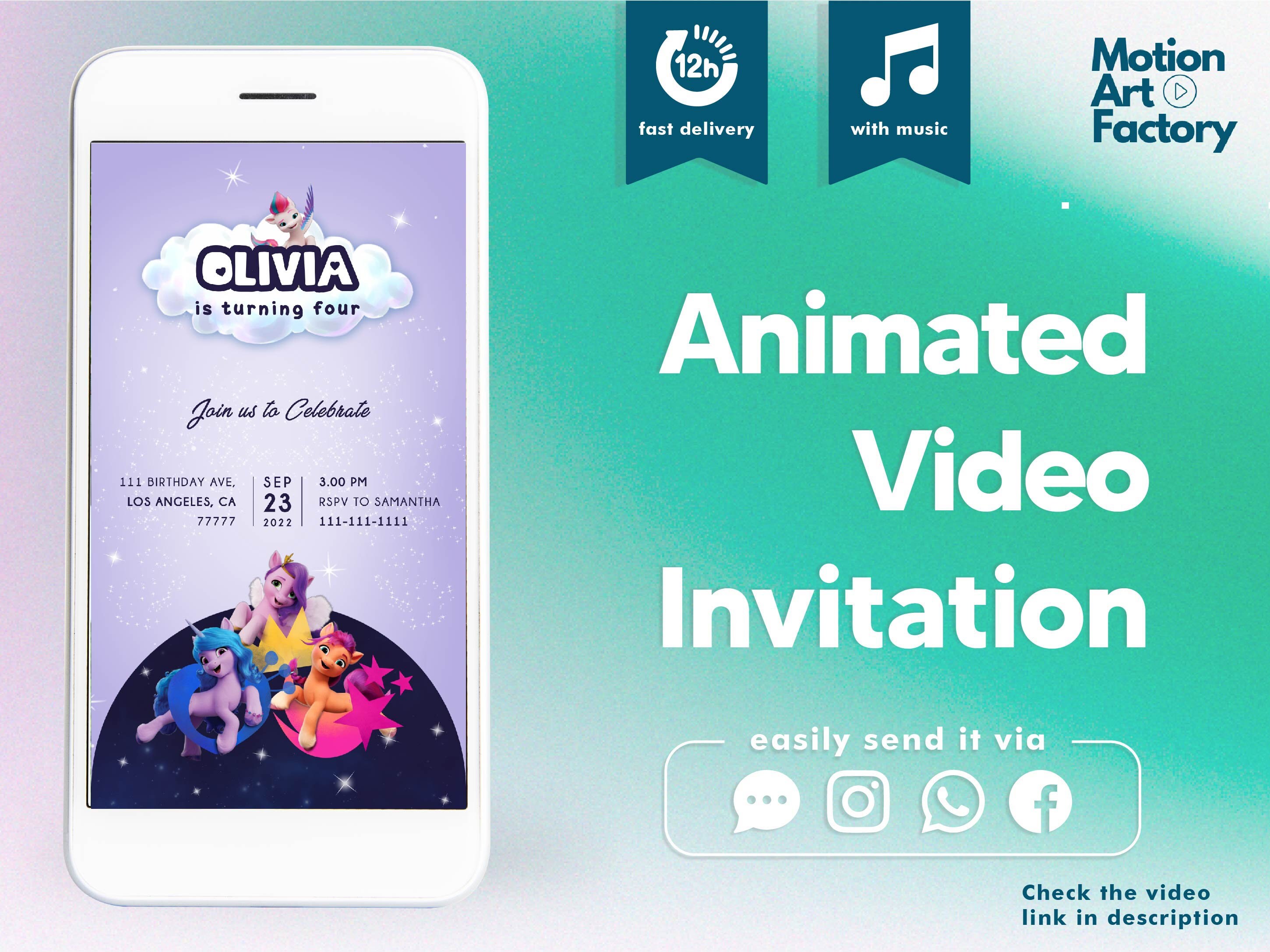 My Little Pony Invitation My Little Pony Birthday Invite My Little Pony Party Animation Custom Digital Invitation