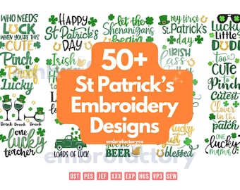 50+ Ready  St Patrick’s embroidery files package, Embroidery Design bundle, Pes, Dst, Jef, Vp3