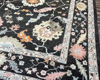 Hand Knotted Wool Oushak Rug: Traditional Turkish Area Rug