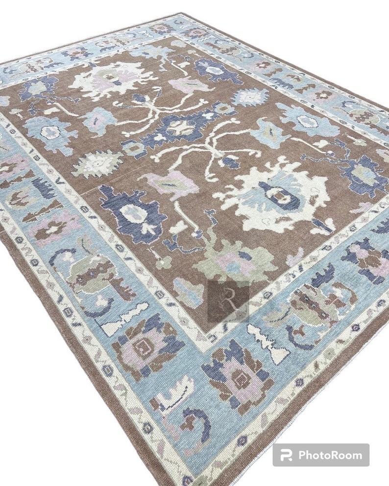 9x12 blue oushak rug