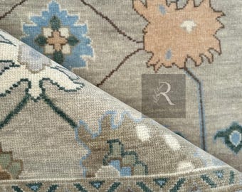 Oushak 9x12 Turkish knot Rug Modern oushak rug contemporary Grey and Beige multi color rug for Living Room, Area Rug 6x9,8x10,10x14,12x15