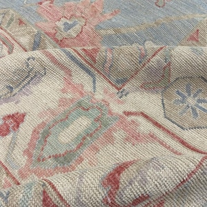 8x10/9x12/ vintage Oushak Rug | Blue Oversize antique Oushak area rug | Turkish knot Rug | hand knotted rug for luxury living room.