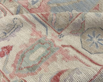 8x10/9x12/ vintage Oushak Rug | Blue Oversize antique Oushak area rug | Turkish knot Rug | hand knotted rug for luxury living room.