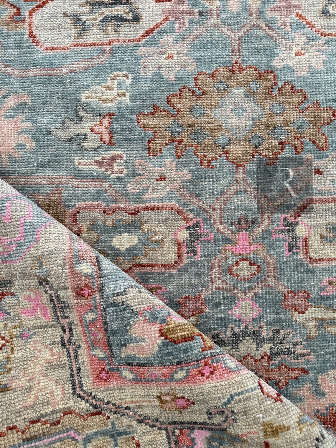 Pastel Color Hand-knotted Rug Vintage Antique Oushak Wool Area Rug for ...