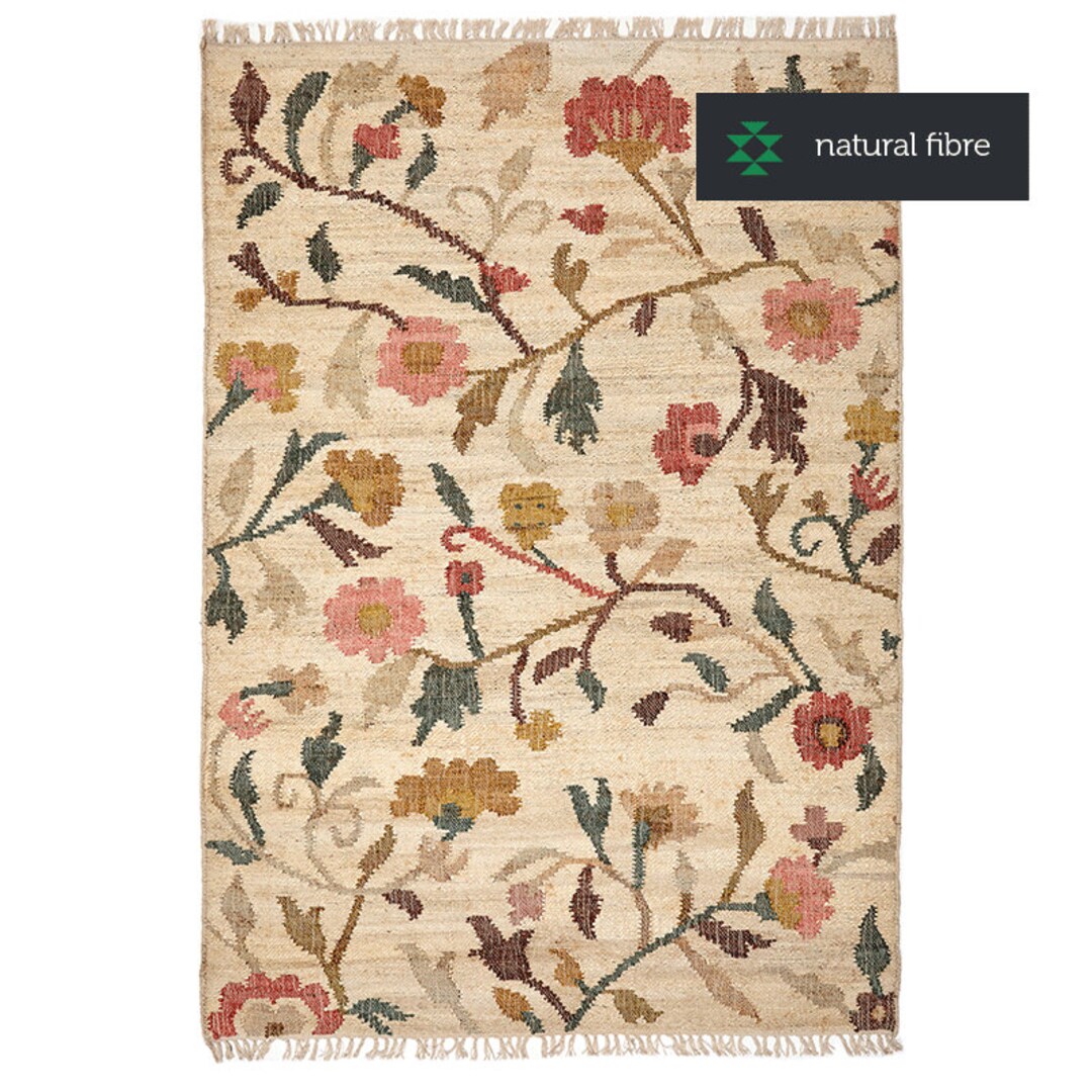 Handmade Jute Rug Flower Jute Rug Kilim Dhurrie Rug Handwoven Rug Area