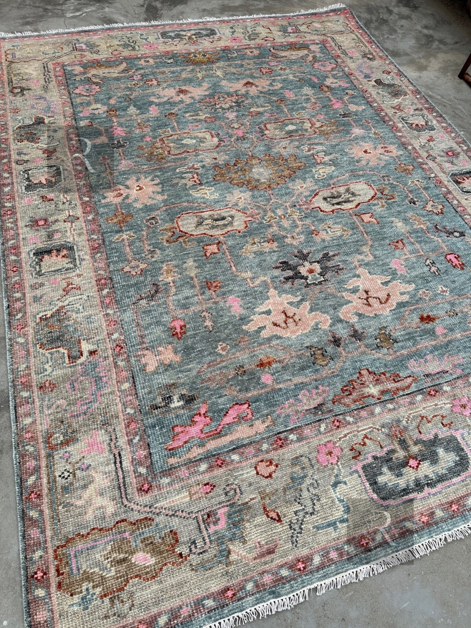 Pastel Color Hand-knotted Rug Vintage Antique Oushak Wool Area Rug for ...