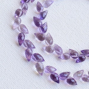 30 Pieces Amethyst Faceted Flower Buds Beads For Jewelry Making | Natural Gemstone Tilted Drill Beads Line Strand | 10x6 to 6x5 MM