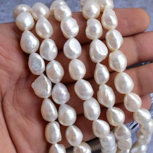 Natural Freshwater White Baroque High Quality Pearls for Jewelry Making | 14x10.5x8 to 10x10x9 MM | High Luster Pearl