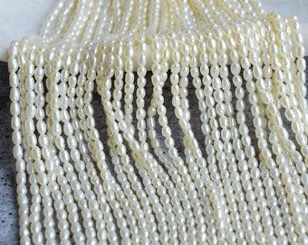 Natural Freshwater White Oval Potato Pearls for Jewelry Making | 3x2.5 MM | Pearl For Fine Jewelry