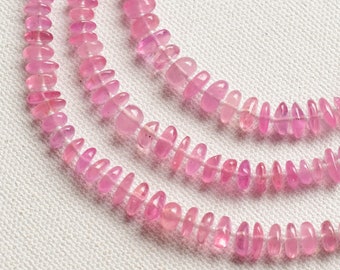 8 inch roze toermalijn glad tuimelen kralen | 5x7 tot 2x4 MM | Roze Kleur Natuurlijke Tumble Edelsteen Kralen Strand