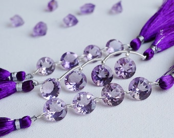 4 pc Brazil Amethyst Faceted Round Cut Beads | Natural Gemstone Cut Stone Beads For Jewelry Making | 9x9 to 12x12 MM