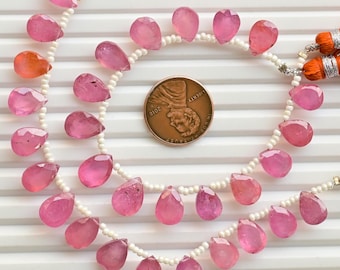 15 Pieces Ruby Glass Filled Pear Cut Stone Faceted Beads Natural Gemstone | Ruby for Jewelry Making | 11x8x5 to 9x7x5 MM